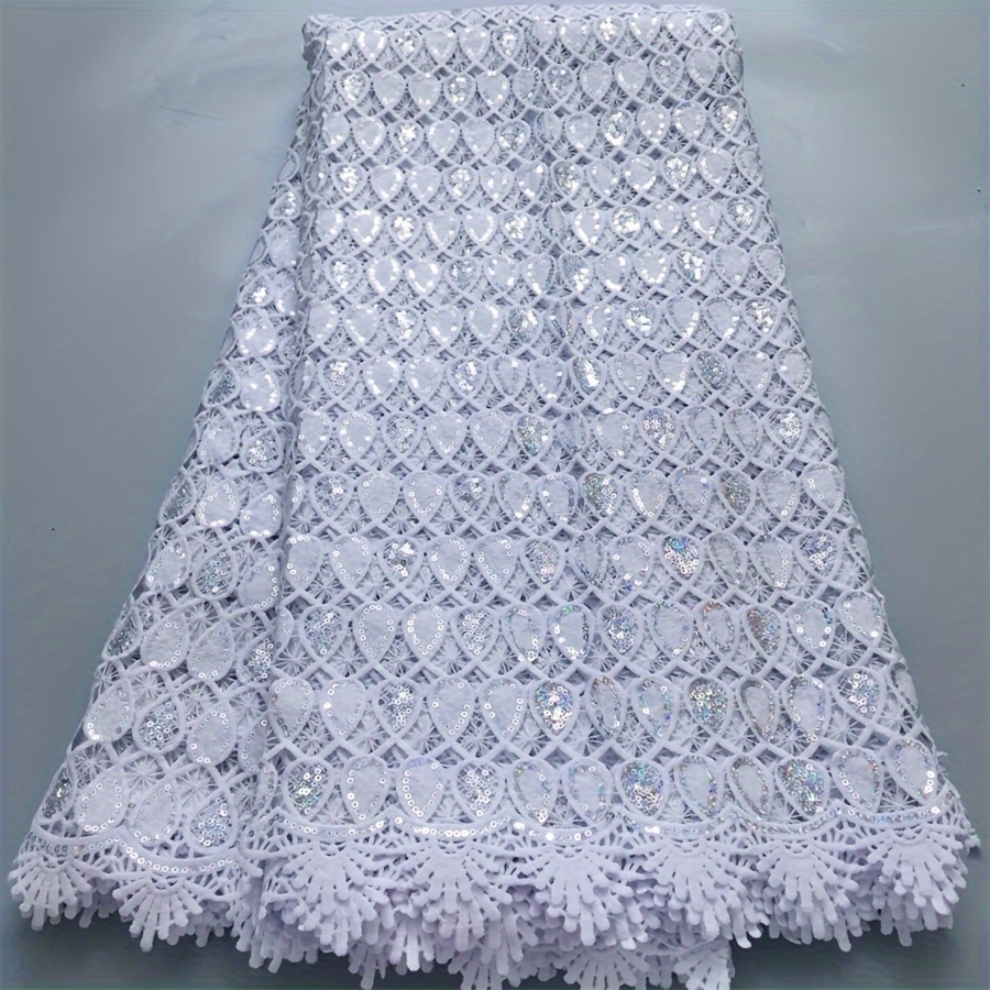 5yards pc white lace fabric colorful sequins 2024 high - Temu