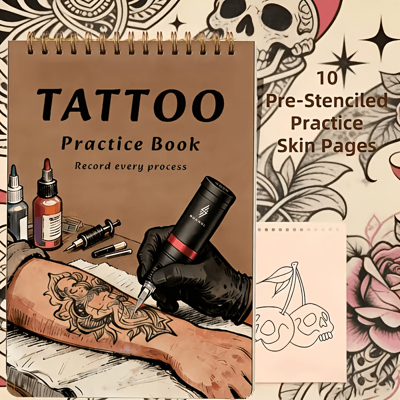 TEMU Tattoo Practice Skin Pad Set, 10 Sheets, Reusable Tattoo Sketch Paper, Suitable For Beginners And
