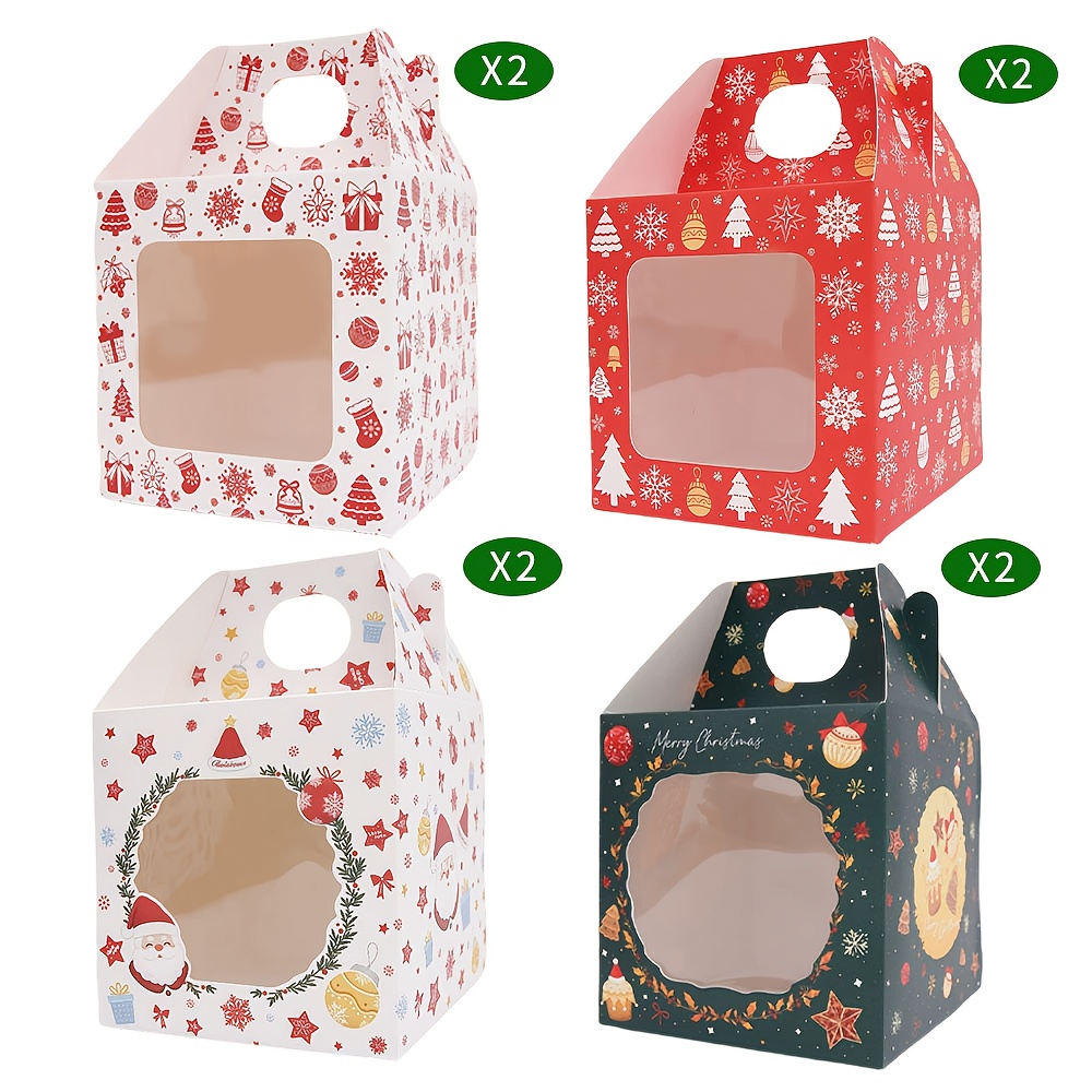 Image of 8pcs Transparent Window Gift Boxes With Doors - Assembly Party Favor Boxes Suitable For Christmas, Birthdays, Weddings - Sturdy Paper Packaging Boxes For Trinket Display