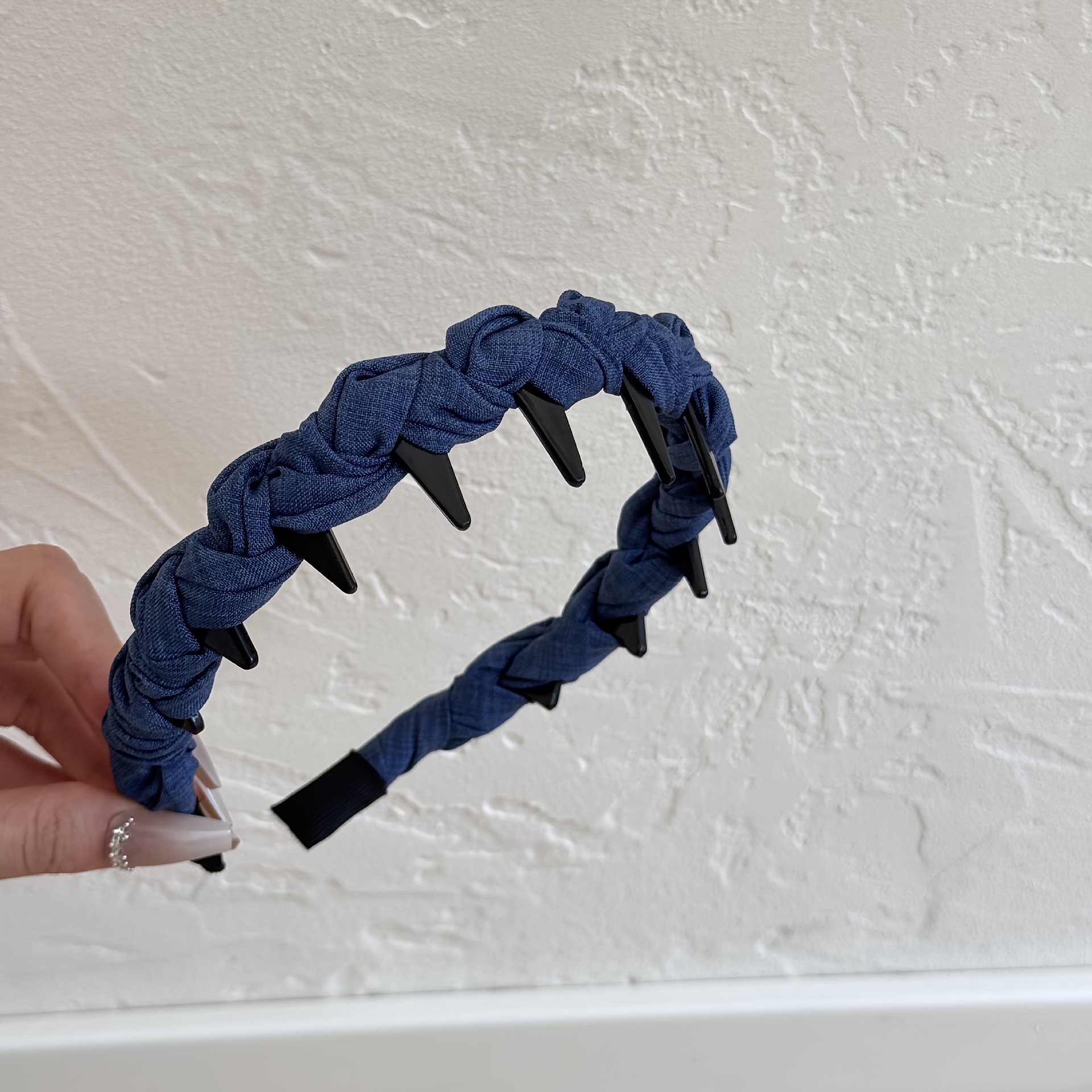 TEMU 1pc Ruched Fabric Women's Headband, Light Blue And Dark Blue Dual-tone Options, Easy Design, Suitable For Daily , Date Styling, Photo Decoration