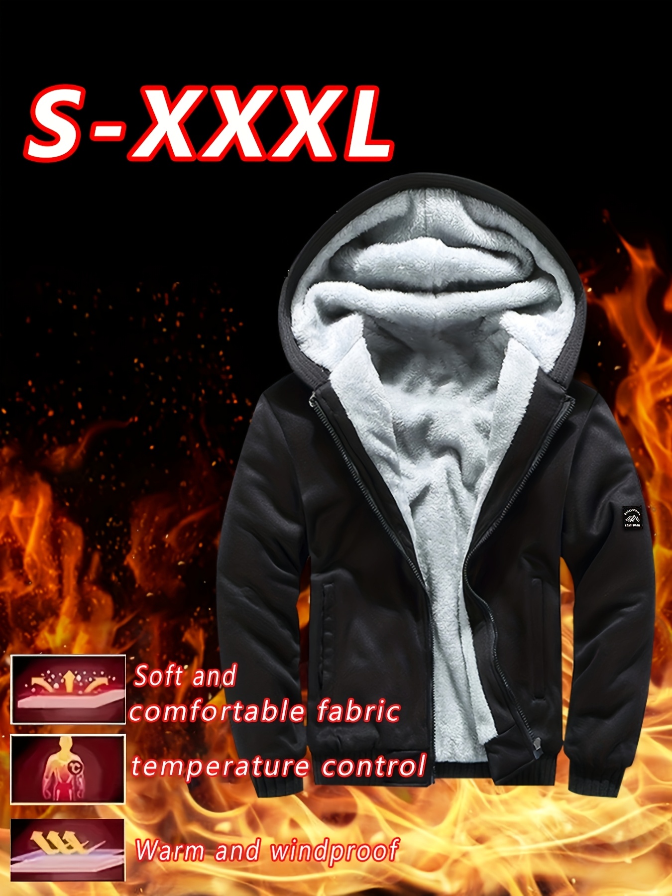 Men's Winter Lined Hooded Jacket Lined Men's Outerwear Winter Jacket Outdoor Sporty Design Casual Outerwear Durable Fabric Padded Jacket