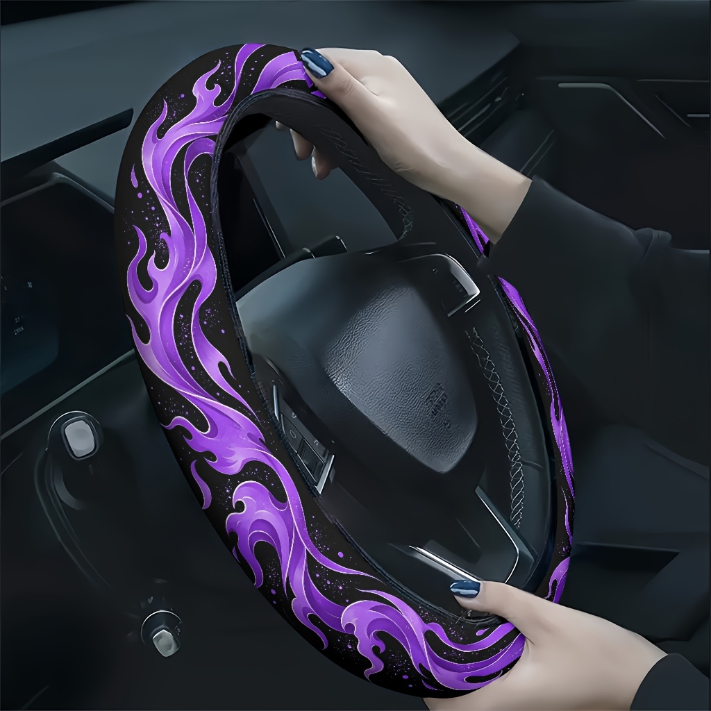 TEMU 1pc Wave Pattern Car Steering Wheel Cover, Soft And Breathable To The Touch, Reduces Hand Fatigue, Suitable For , A Accessory, A Gift
