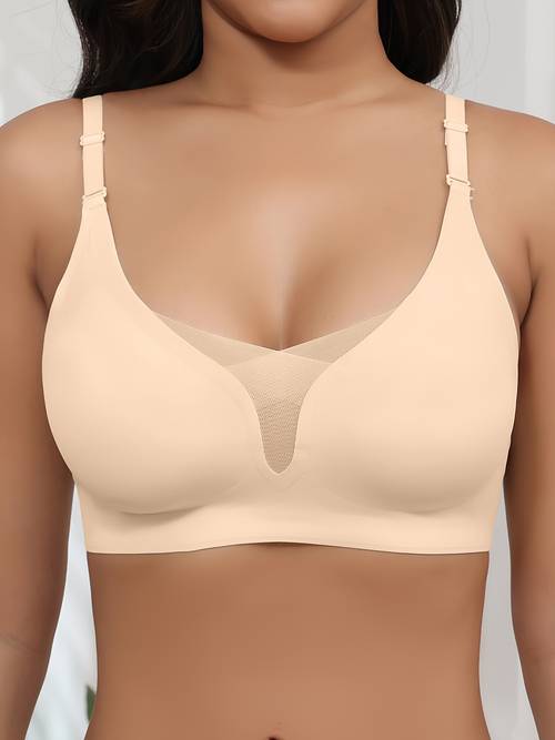 1pc bra seamless wireless mesh adjustable breathable
