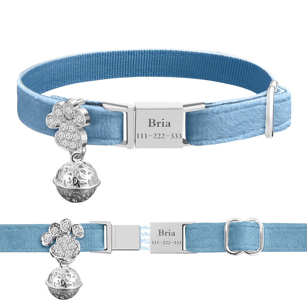 TEMU [custom]new Personalized Detachable Cat Collar - Magnetic , Vintage Bell - Safe Quick Release, Designed For Girl And Boy Cats - Velvet