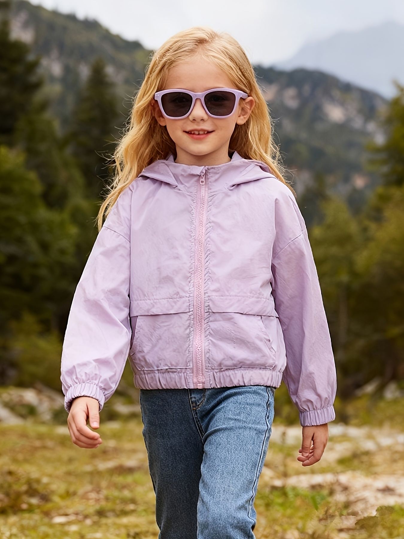 Solid Color Lightweight Jacket for Girls