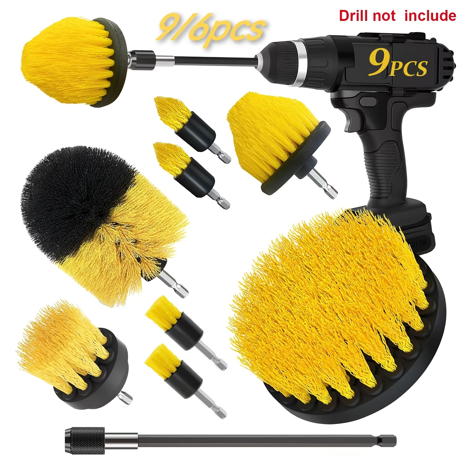 

9pcs Attachments Set, - Cleaning Kit For Bathroom, , Grout, , Auto, And , Plastic Brushes - ( Not Included)