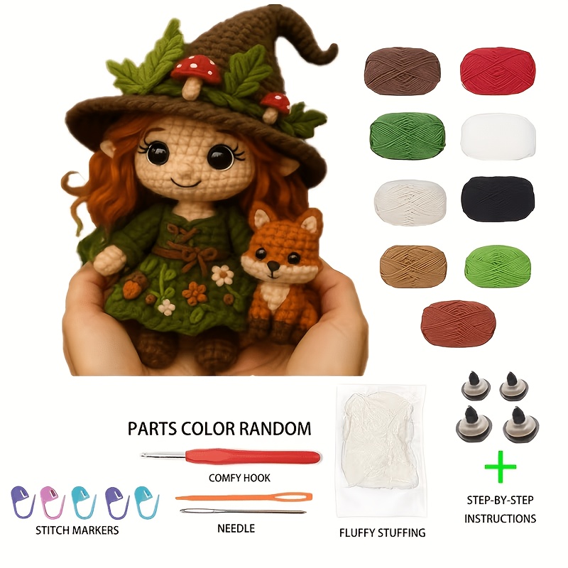 TEMU 1-set Forest And Crochet Material Kit, Creative Crochet | Includes Hd Tutorial Guide | Contains Crochet Hook And Color Yarn And Additions | Best