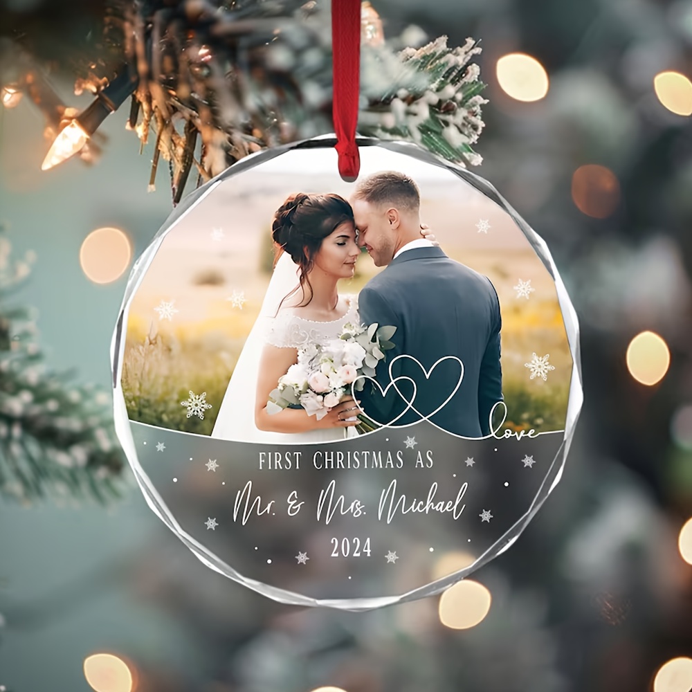 Cadeaux Photo Personnalisés Pour Couples 2025 Décoration De Noël Premier Noël Marié, Notre 1er Noël En