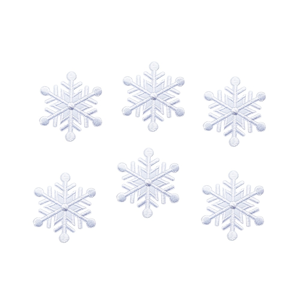 TEMU Set Of 6 White Snowflake Embroidered Hot Melt Glue Patches For Decorating Clothes, Bags, Hats, And Scarves, Suitable For Ironing Or Hand Sewing