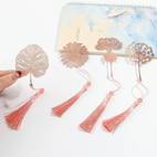 set of 4 seasonal leaves metal bookmarks with tassels creative reading guide ideal gift for mothers day christmas and sisters birthdays