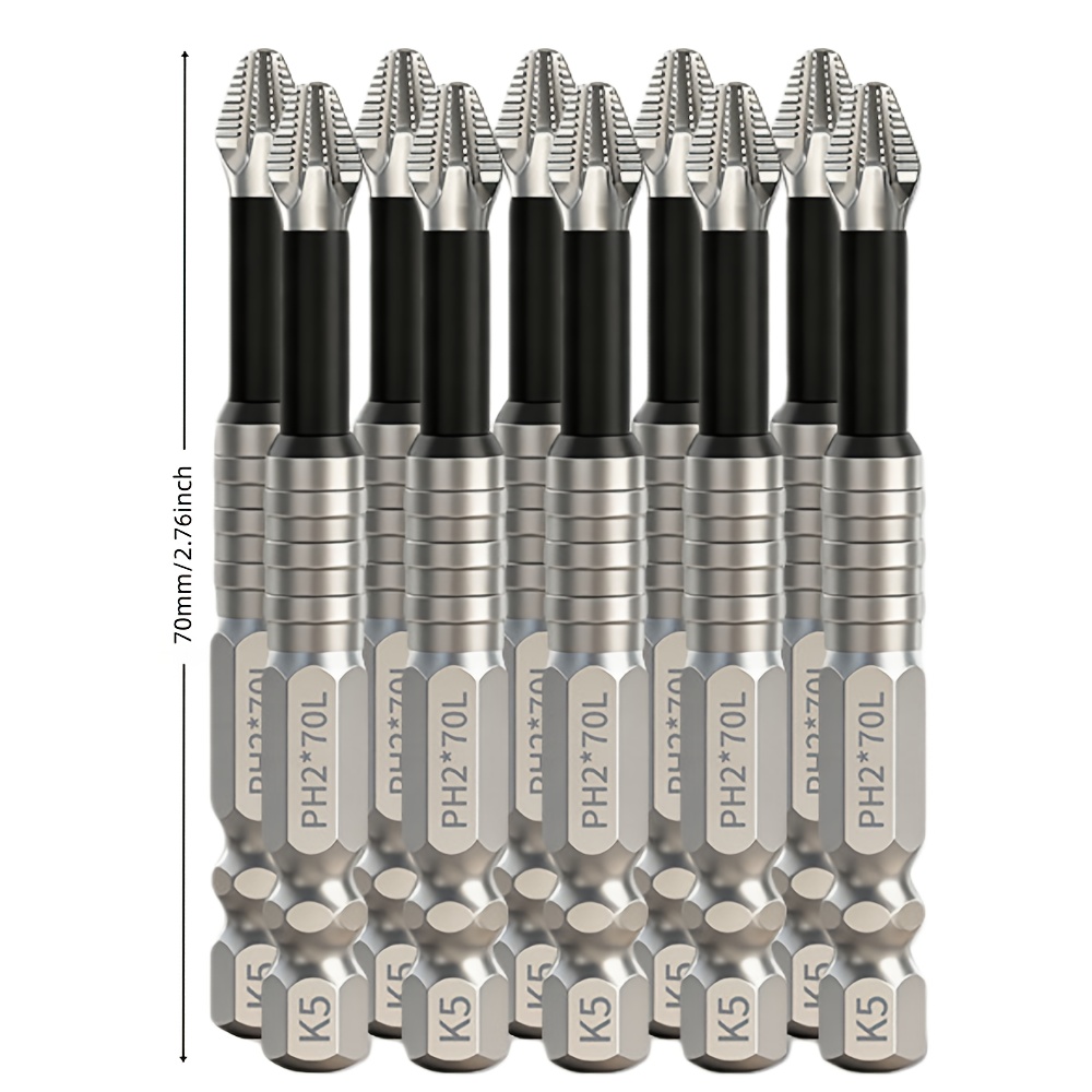 TEMU 10pcs K5 Anti-slip Impact Drill Bits - Cross Tip Screwdriver Bits Suitable For Electric Screwdriver, Drills, Automotive Repair,, Professional &