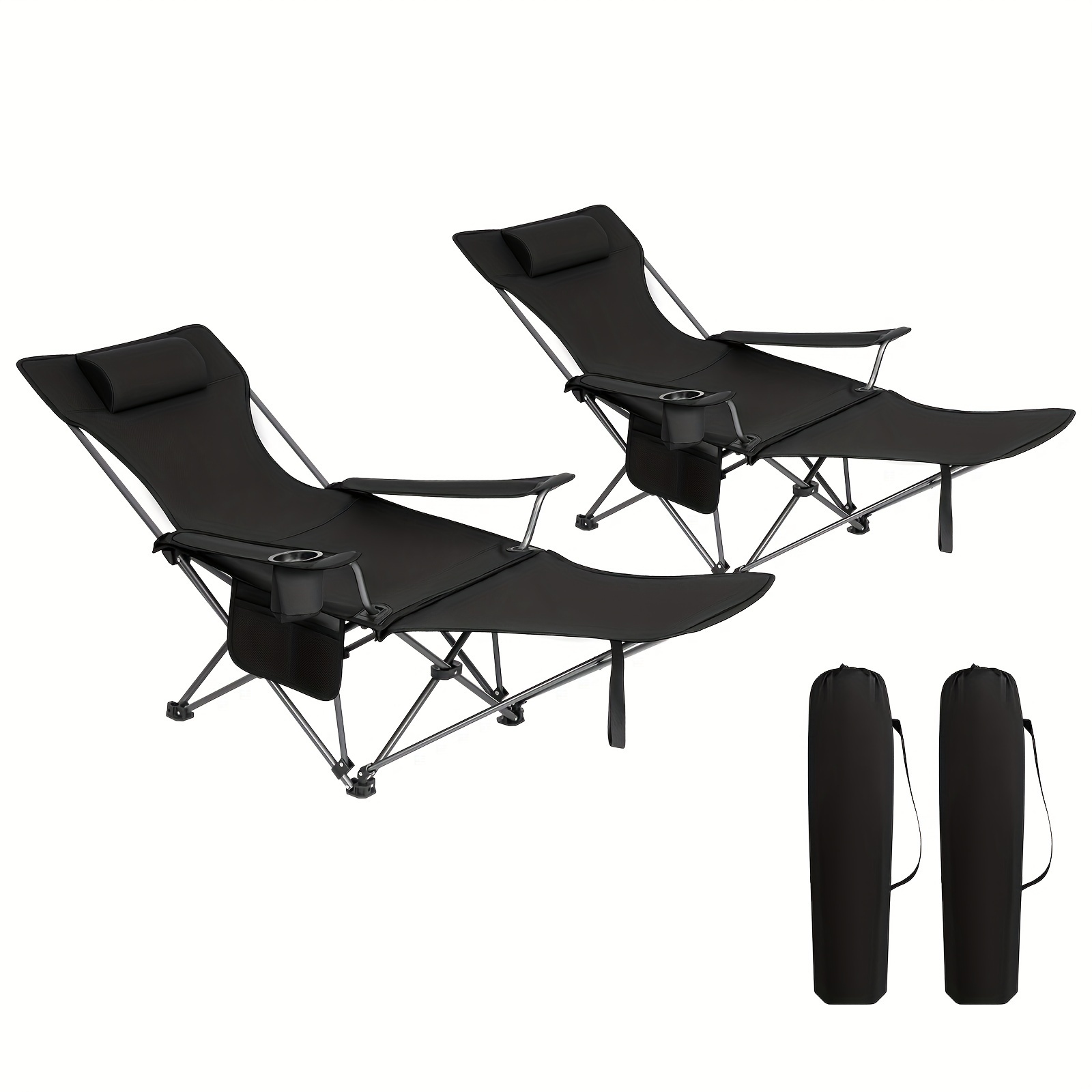 1 pieza/2 piezas de silla de  , silla de camping, silla de pesca plegable, respaldo ajustable y desmontable, pedal de pie, soporte para tazas, bolsa de almacenamiento, silla de sol,  , adecuada para pesca    , piscina de patio, playa, vacaciones de playa y bronceado al sol.
