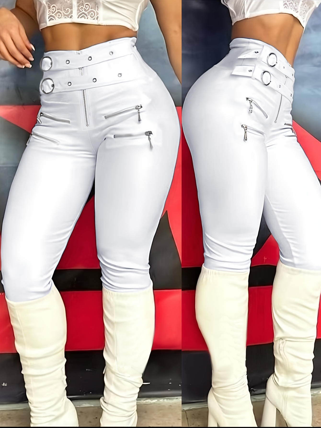 Fashionable Solid Color Zippered Women'S Tight Leggings | Casual Fit for Fall/Winter, Vintage Style by NianNian