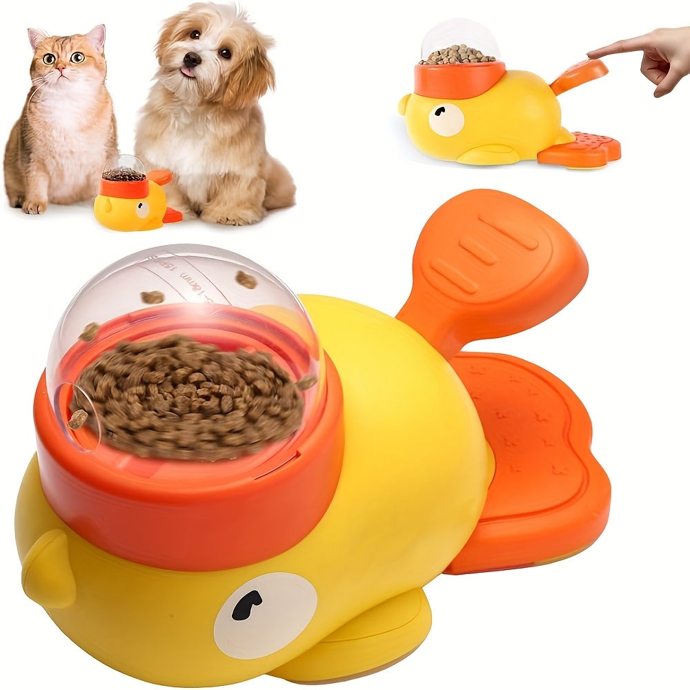 TEMU 2-in-1 Dog Interactive Slow Feeder Bowls & Food Puzzle Toy, Duck-shaped Dog Treat Dispenser Anti-gulping Bowl For & Iq Training (yellow)