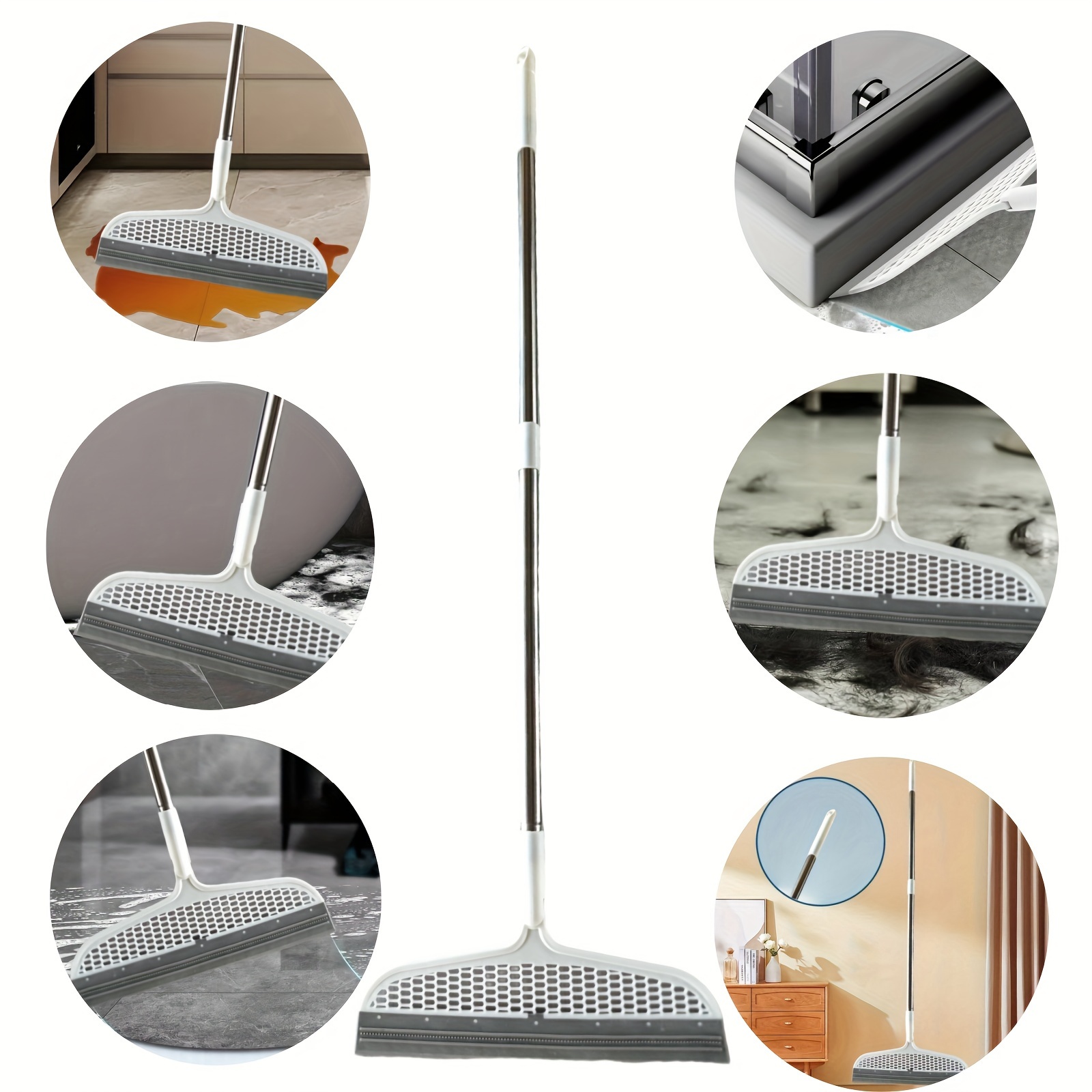 

1pc Stainless Broom And Squeegee - Multifunctional Silicone Cleaning Tool, No Electricity Needed, For Kitchen, Bathroom, Living Room, Window Glass, Floor Sweeping And Wiping