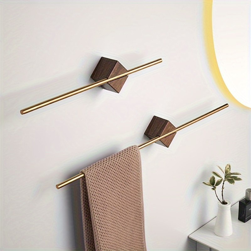 1pc stainless steel walnut adjustable towel rack wall mounted bathroom organizer for towels slippers pot lids keys durable space saving multi purpose kitchen bathroom storage with modern art   towel holder decorative storage stainless steel rack Product details 2