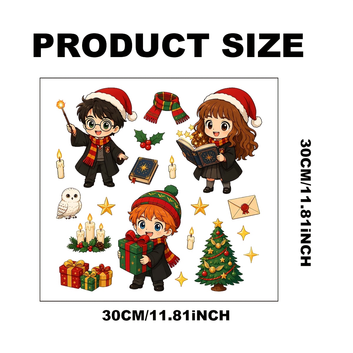 TEMU 1pc Harry Potter Theme Christmas Decals For Windows, Glass, And Tiles X Inches Removable Diy Stickers Suitable For Decorating Home Walls, Glass