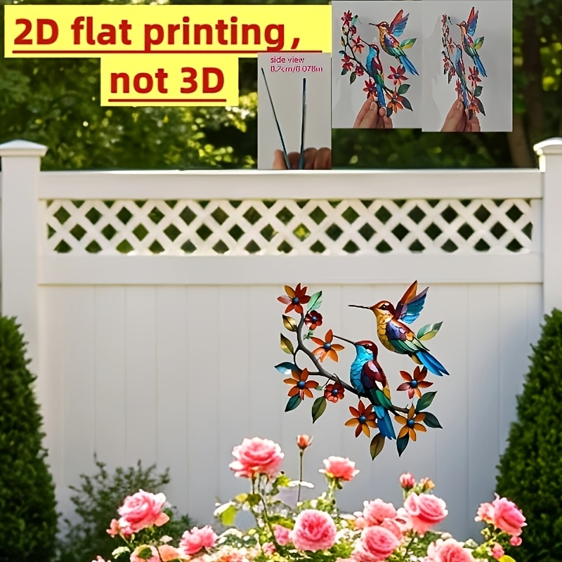 TEMU 2D Plat - 【2D Plat】 Surface 2D Plat, Art Mural en Acrylique - 1pc, Design Coloré Oiseau et Fleur, Convient pour Salle de Bain, Salon, - Aucune