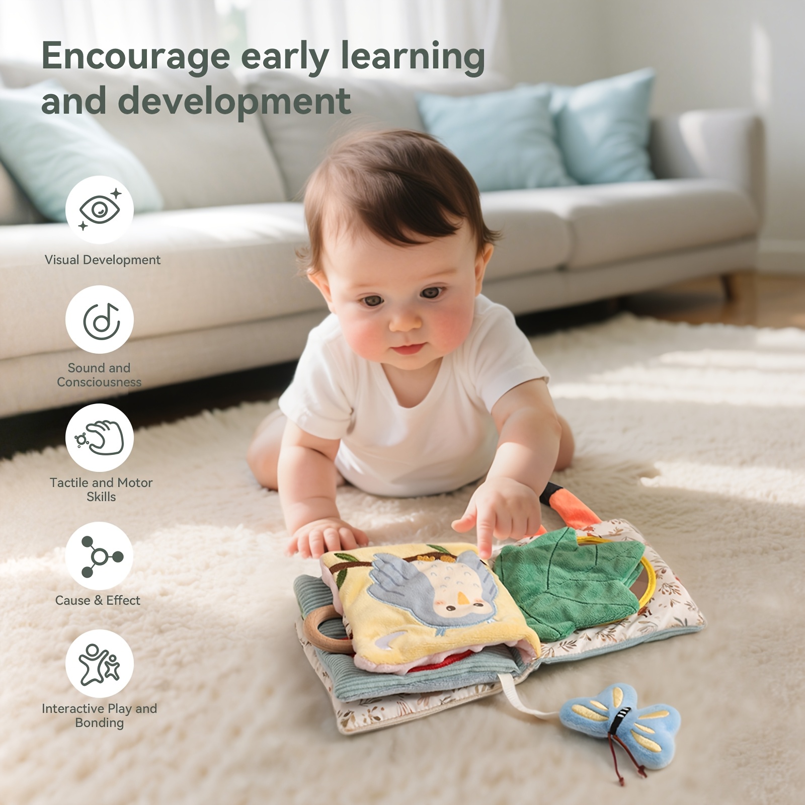 Cartoon Elephant Tear-Resistant Cloth Book for Children's Learning
