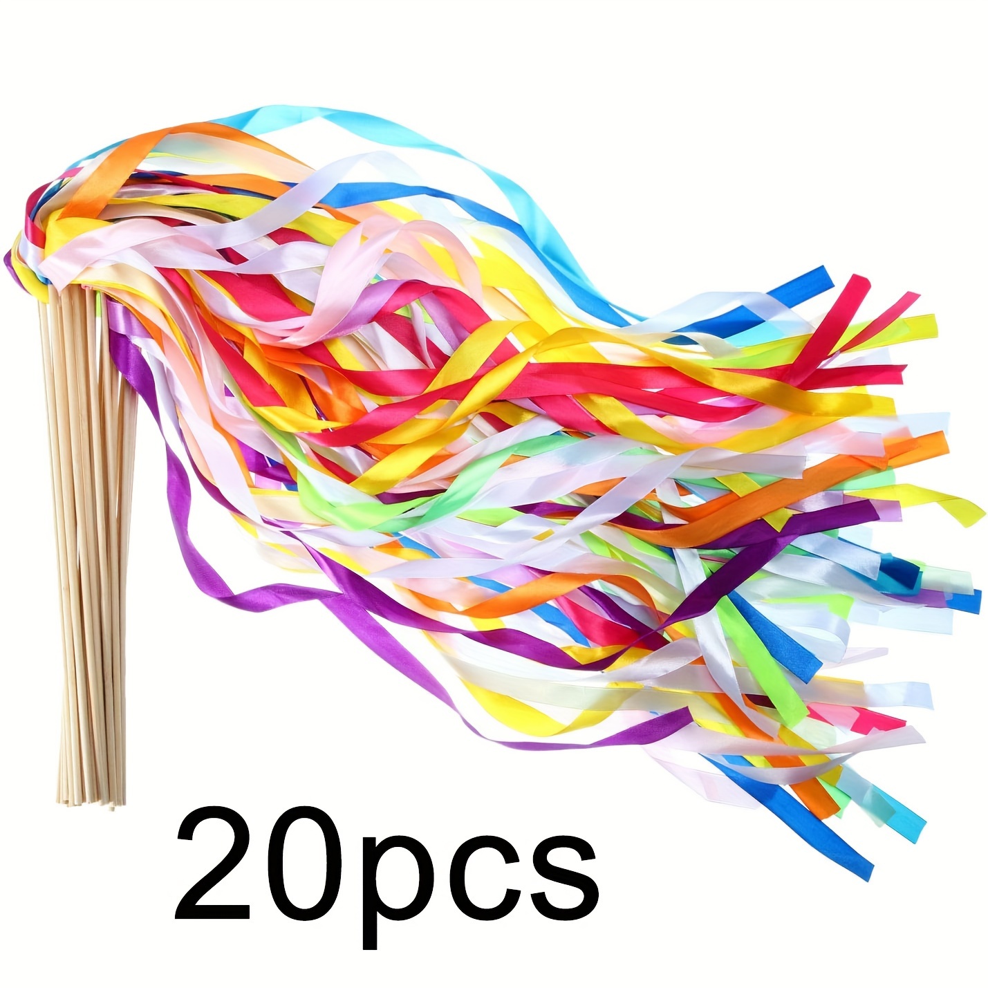 

20pcs Colorful Magic Sticks With Bells & Ribbons - Weddings, Parties & Interactive Play