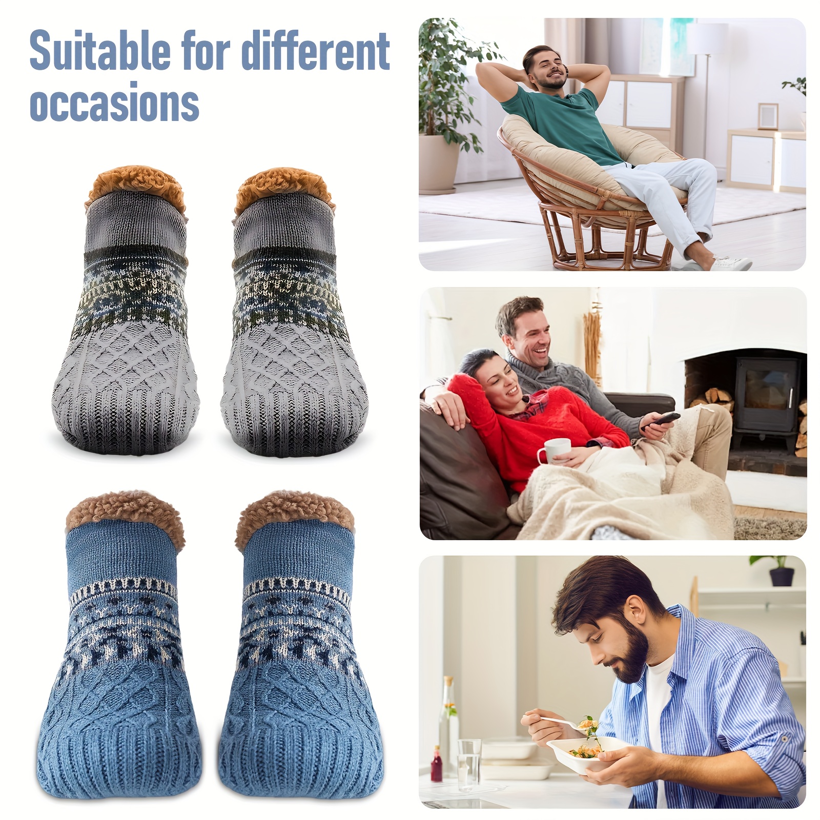 NS-Sherpa Fluffy Bed Slippers for Men & Women - Warm, Non-Slip, Comfortable Knitted Socks with Plush Fleece Lining, Striped Design, Perfect for Indoor Use, Indoor Slippers | Plush Lined Socks | Knitted Socks, Slippers for Indoor Use, Bed Sock Men, Fuzzy Sock Extra Large, Sleep Sock Big Size, Thermal Sock For Sleeping, Sock Men Extra Shirt, Men Sock Good Quality 13 NS-Sherpa Fluffy Bed Slippers for Men & Women - Warm, Non-Slip, Comfortable Knitted Socks with Plush Fleece Lining, Striped Design, Perfect for Indoor Use, Indoor Slippers | Plush Lined Socks | Knitted Socks, Slippers for Indoor Use, Bed Sock Men, Fuzzy Sock Extra Large, Sleep Sock Big Size, Thermal Sock For Sleeping, Sock Men Extra Shirt, Men Sock Good Quality