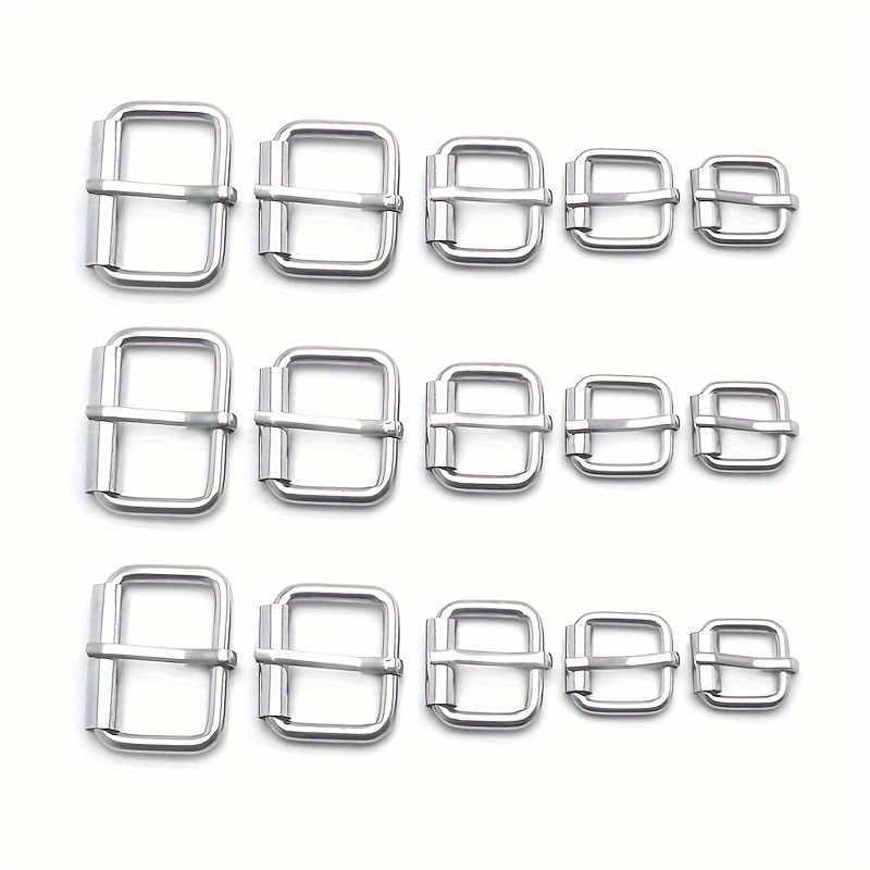 

15pcs Assorted Sizes Metal Roller Buckles, , Belt Hardware, Pin Buckles For Diy Leathercraft And Bag Crafting