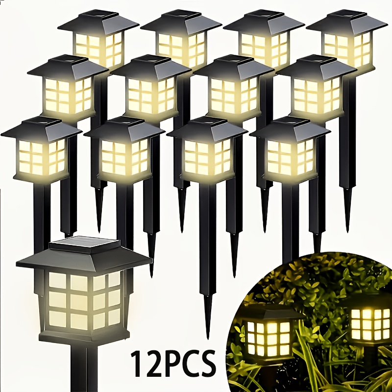 24-Pack Solar Outdoor LED Landscape Lights, IP44 Waterproof, Warm and White Light Options for Garden, Driveway, and Sidewalk Lighting