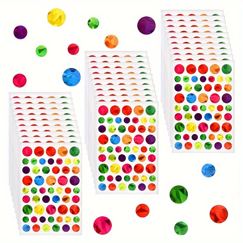 

540pcs Shimmery Round Paper Seals - Single Use Holographic Rainbow Stickers For Behavior Charts, Schedules, And Classroom Teacher Supplies