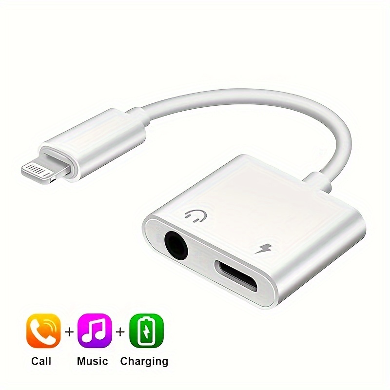 

2-in-1 For Headphone Adapter & Charger Splitter Cable - Dual Interface Aux Audio Converter For 13/12/11/x/xs/xr/8/7 And For Ipad, Supports Calling + Charging
