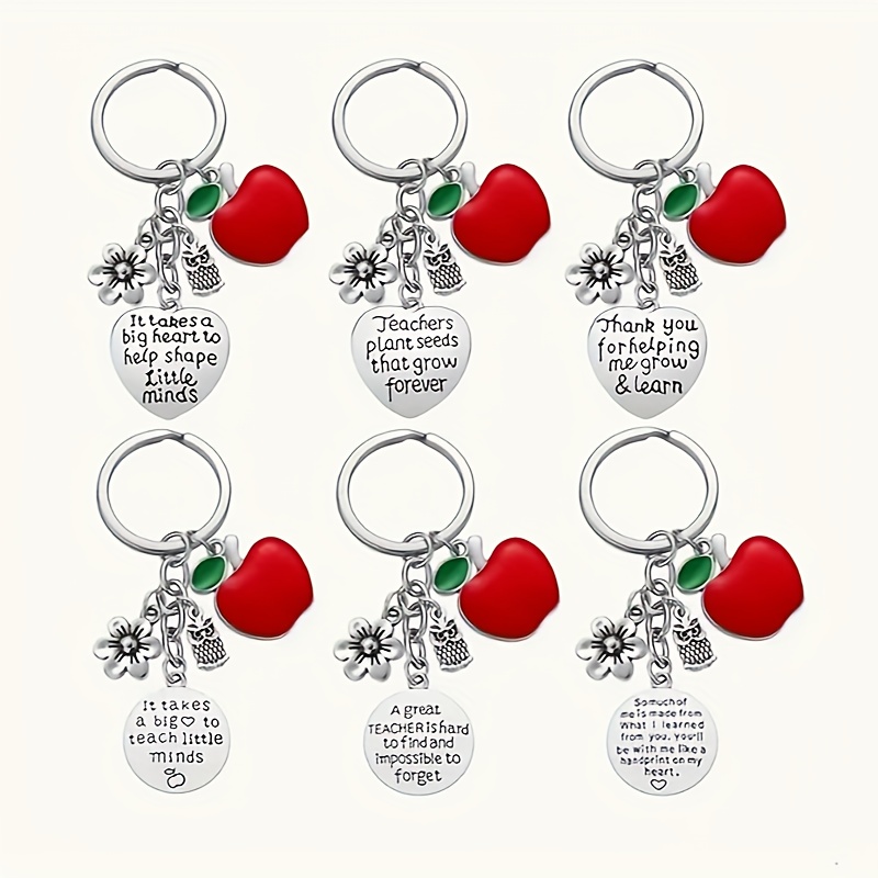 

6 Pcs Creative -style Keychains: Perfect For Gifting And Everyday Use - Stainless Steel, Letter Themed, Round Shape, Suitable For Christmas, No Power Required, Women's Key Rings