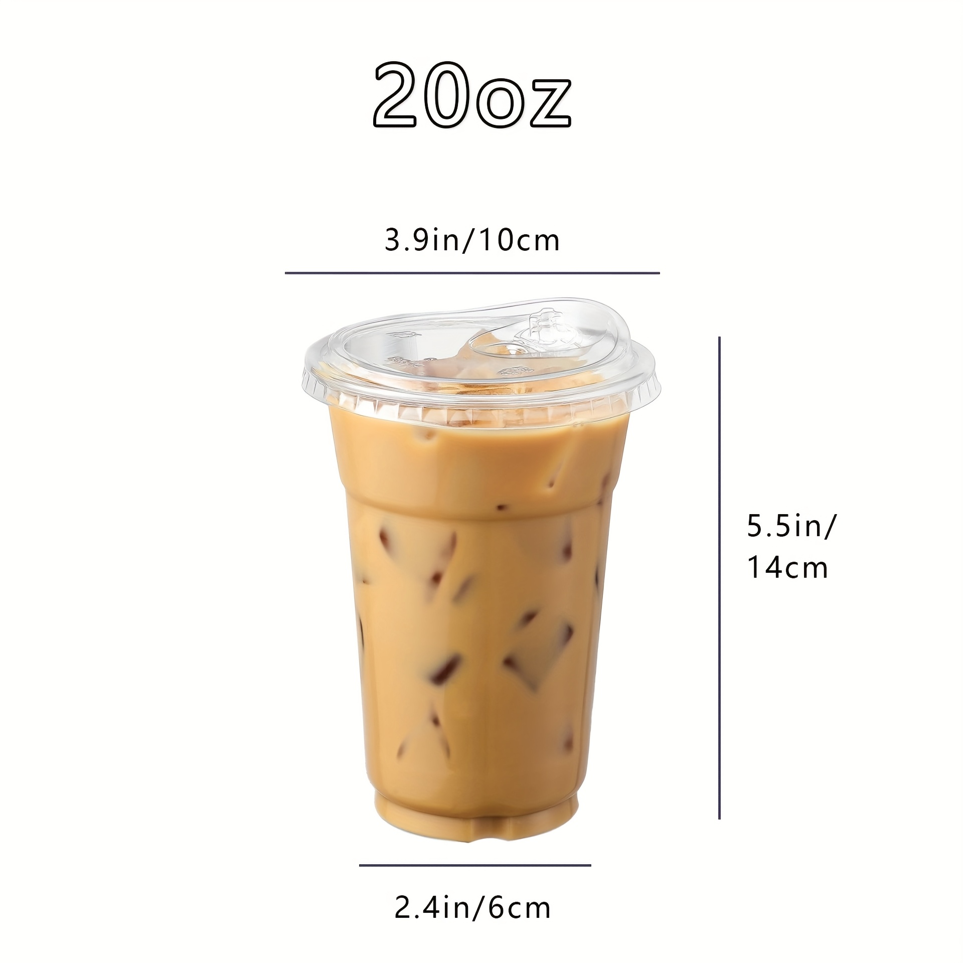 TEMU 16 Oz, 20 Oz, 24 Oz Transparent Plastic Cups (with Straw Lids), 50 Sets Of Disposable Plastic Iced Coffee Cups,, Coffee Cups (for Making