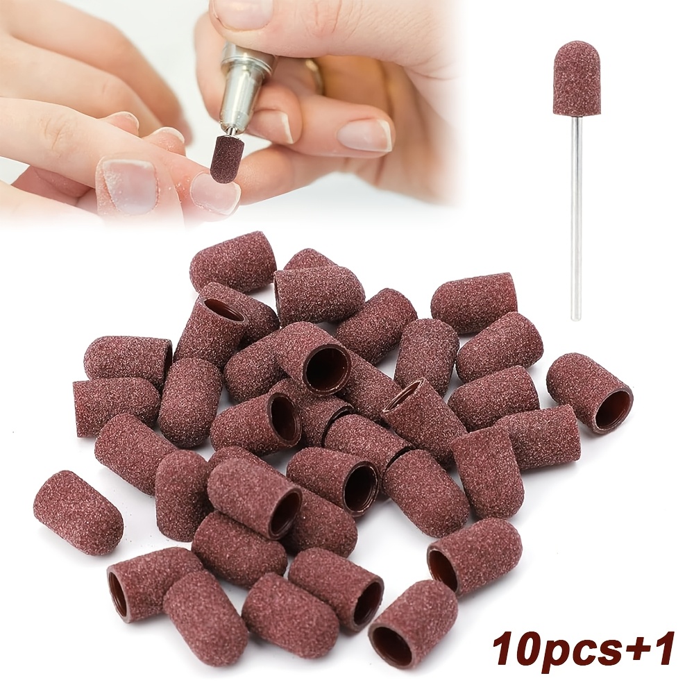 

10pcs Nail Drill Sanding Bands With 1pc Sanding Shaft, Mini Unscented Nail Drill Bits, Manicure Pedicure Tools For Salon And Home Use