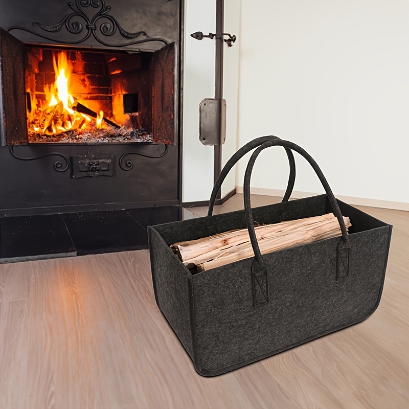 1pc extra large   felt firewood carrier bag nordic style strong load capacity portable design with dual handles for   of wood coals more details 2