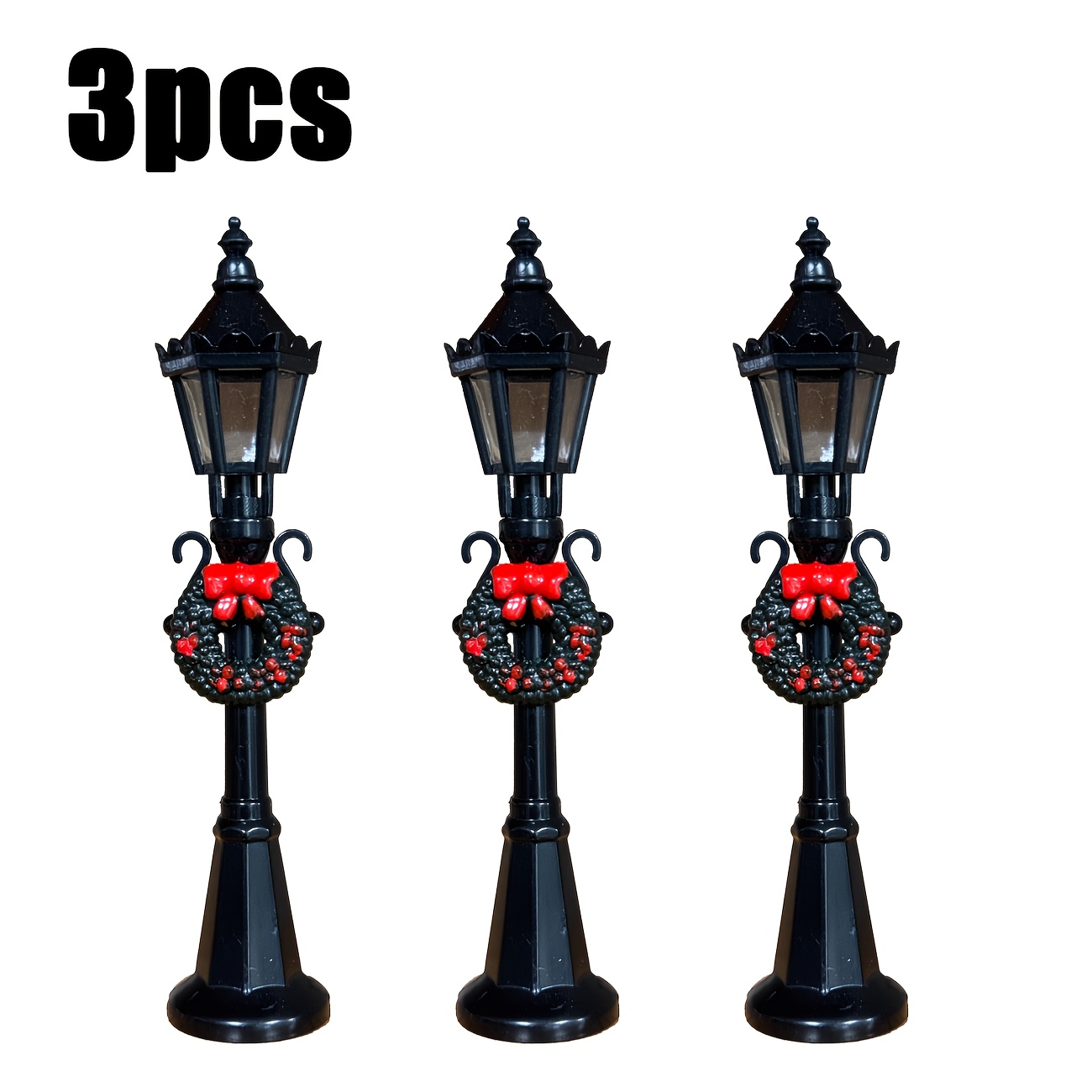 Image of 3pcs Christmas | Halloween Decoration Indoor Desktop Ornaments Micro Landscape Street Lamp Landscaping Props Handmade Diy