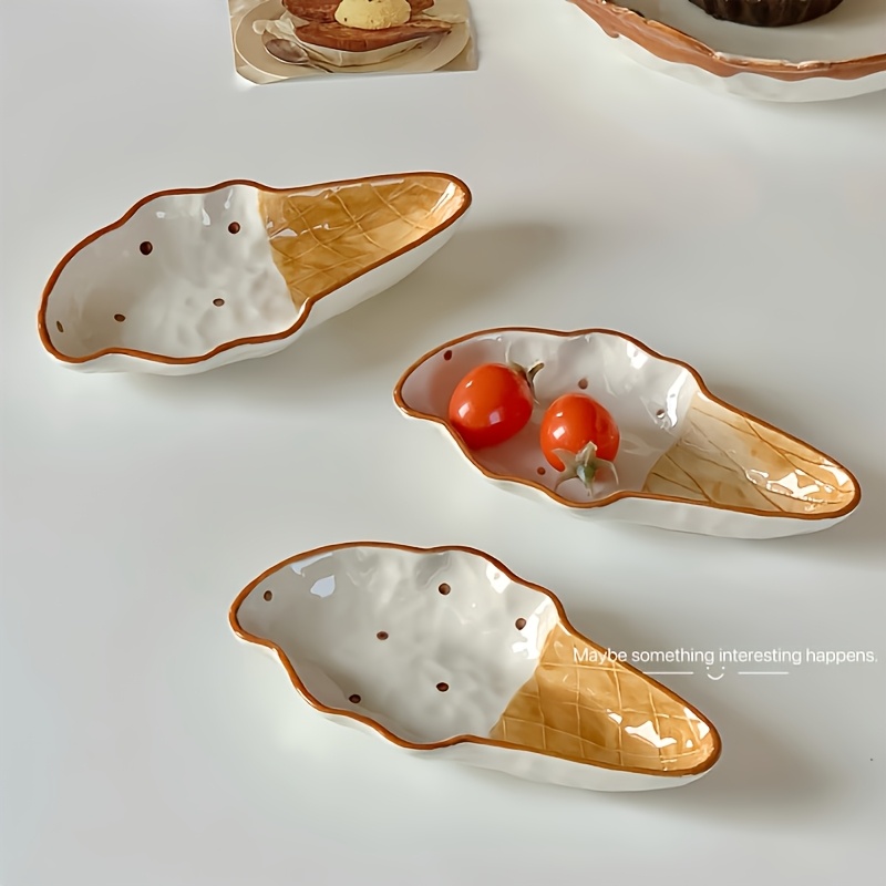 2pcs ice cream shaped plates cute seasoning plates ceramic snack dessert plates chopstick holders sushi soy sauce plates sauce plates suitable for appetizer plates   fathers day halloween christmas new year creative tableware Product details 0