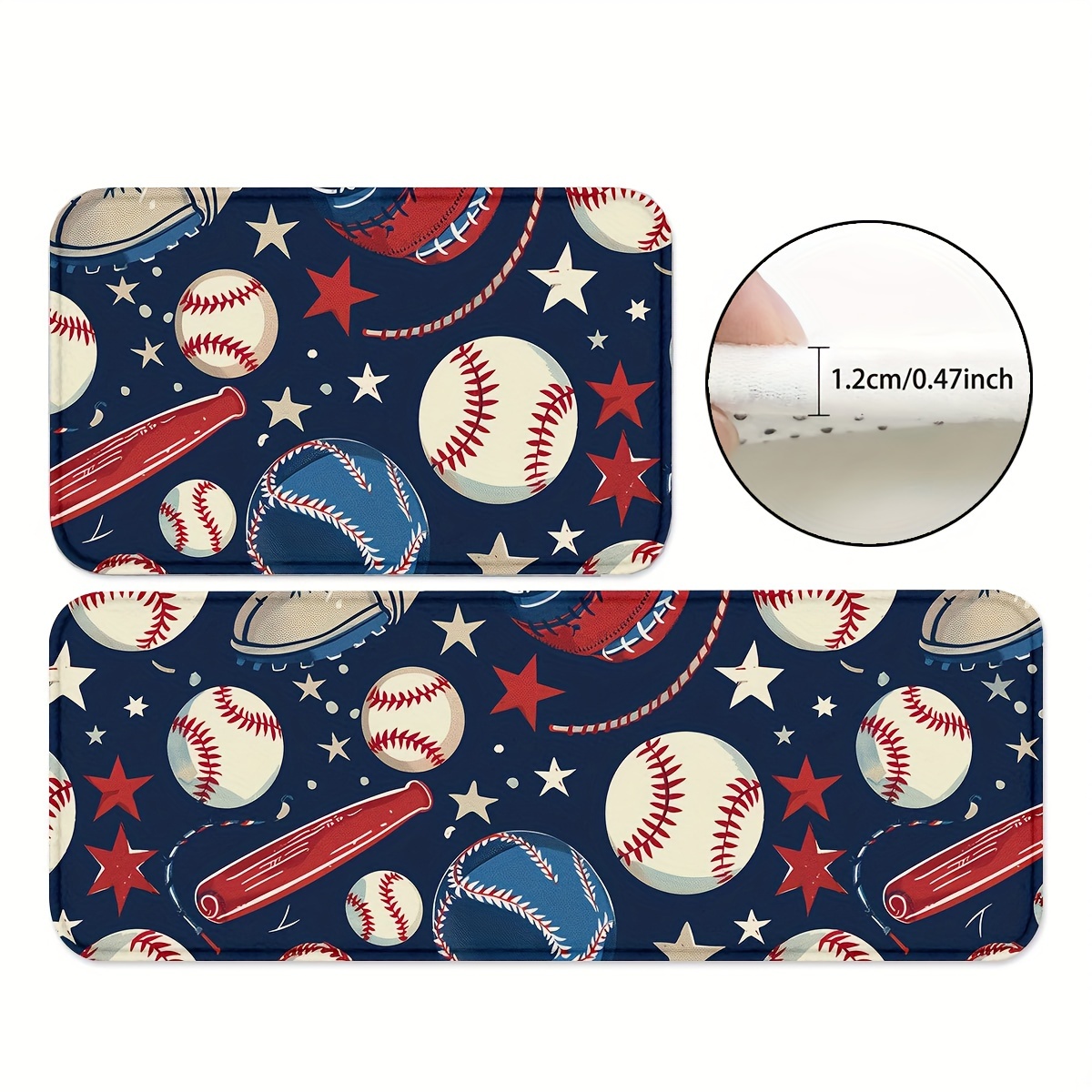 

1/2pcs, Baseball Kitchen Rugs, Non Slip Washable Thicken Kitchen Mat, Kitchen Carpet Rugs For Kitchen Floor, Kitchen Mats For Floor Kitchen Rugs Non Slip Kitchen Runner Rug, Home Decor, Room Decor