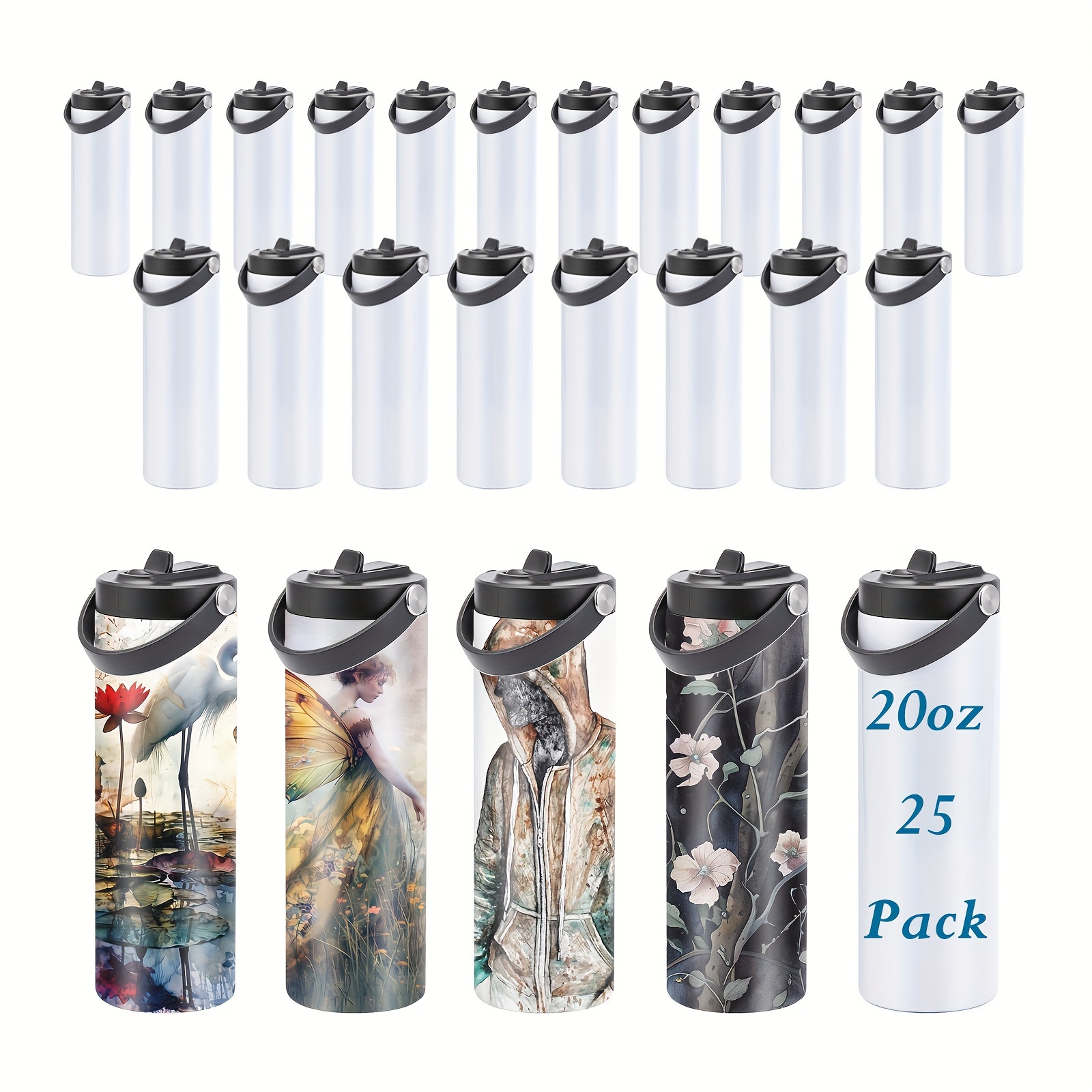 

25pcs, 20oz Sublimation Skinny Tumbler With Straw, Sports Lid, Water Bottle, For Tumbler Heat Press Sublimation Oven Printing, Holiday Gift, Outdoor Sports, Travel Camping Cup