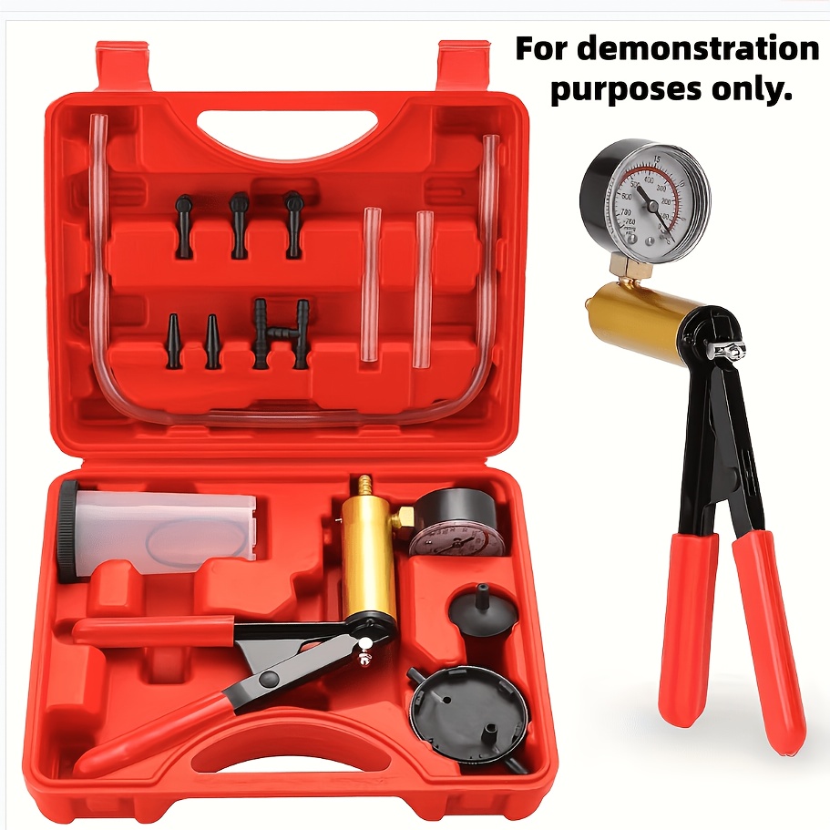 Image of 2in 1 Brake Bleeder Kit With Hand Vacuum Pump With Gauge Adapters Automotive Brake Fluid Bleeding Set With Protected Case For Car Truck, Facoow