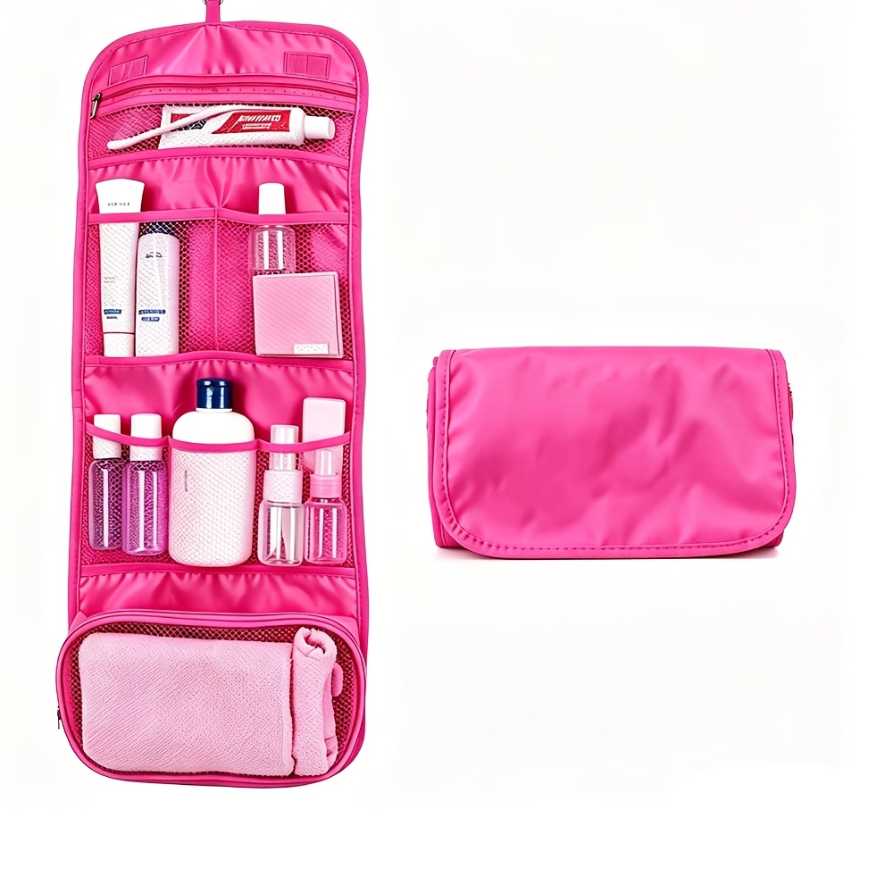 TEMU Neceser de viaje colgante, organizador de maquillaje plegable de gran capacidad, bolsa de portátil para viajes de negocios, bolsa colgante de