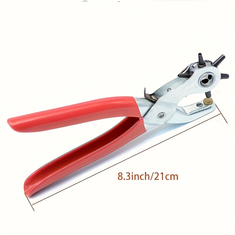 1pc Heavy-Duty Faux Leather Belt Hole Punch Pliers ? Rotary Steel Hand Tool with Red Rubberized Grip for Belts, Sewing Projects & Crafting ? Perfect Gift for DIY Enthusiasts, Faux Leather Hole Punch Tool, Leatherworking Equipment | Efficient Hole Puncher | Durable Hand Tool