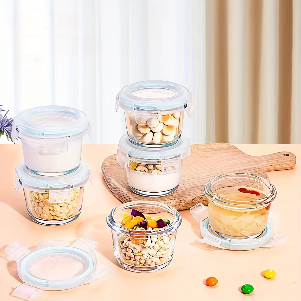 

6-pack Glass Food Storage Containers With Airtight - Leakproof, Dishwasher Safe, , Round - Ideal For Snacks, Dips, Microwave Safe