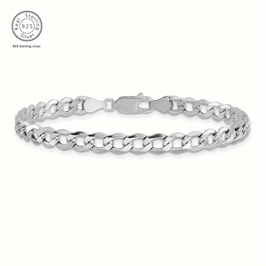 

925 Sterling Silver Cuban Chain Bracelet 7.5mm 925 Sterling Silver Men's And Women's Bracelets, Silver Cuban Chain Ring, Comes With A Beautiful Gift Box, Great For Holiday Gifts