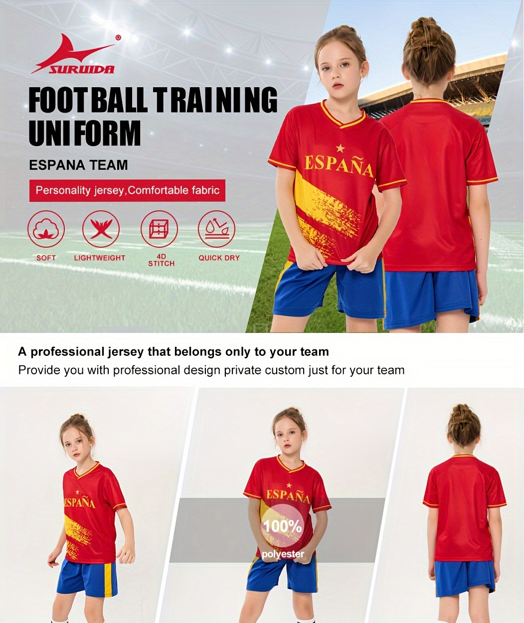 Kinder Fußball-Trikot Set – Inkl. Shirt & Shorts, Größe 3-14 Jahre, 11 Farben, Mit Druck