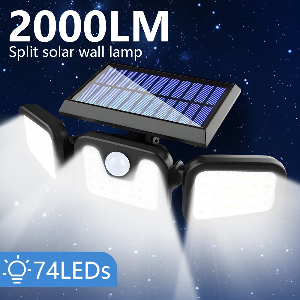 2pcs Polyhedral Lighting Wall Lights Three Sided Luminescence Solar Outdoor Lights High-Power Outdoor Motion Sensor Light Outdoor Solar Lights 300° Wide Angle Floodlight Outdoor Security Light for Patio, Garden, Yard