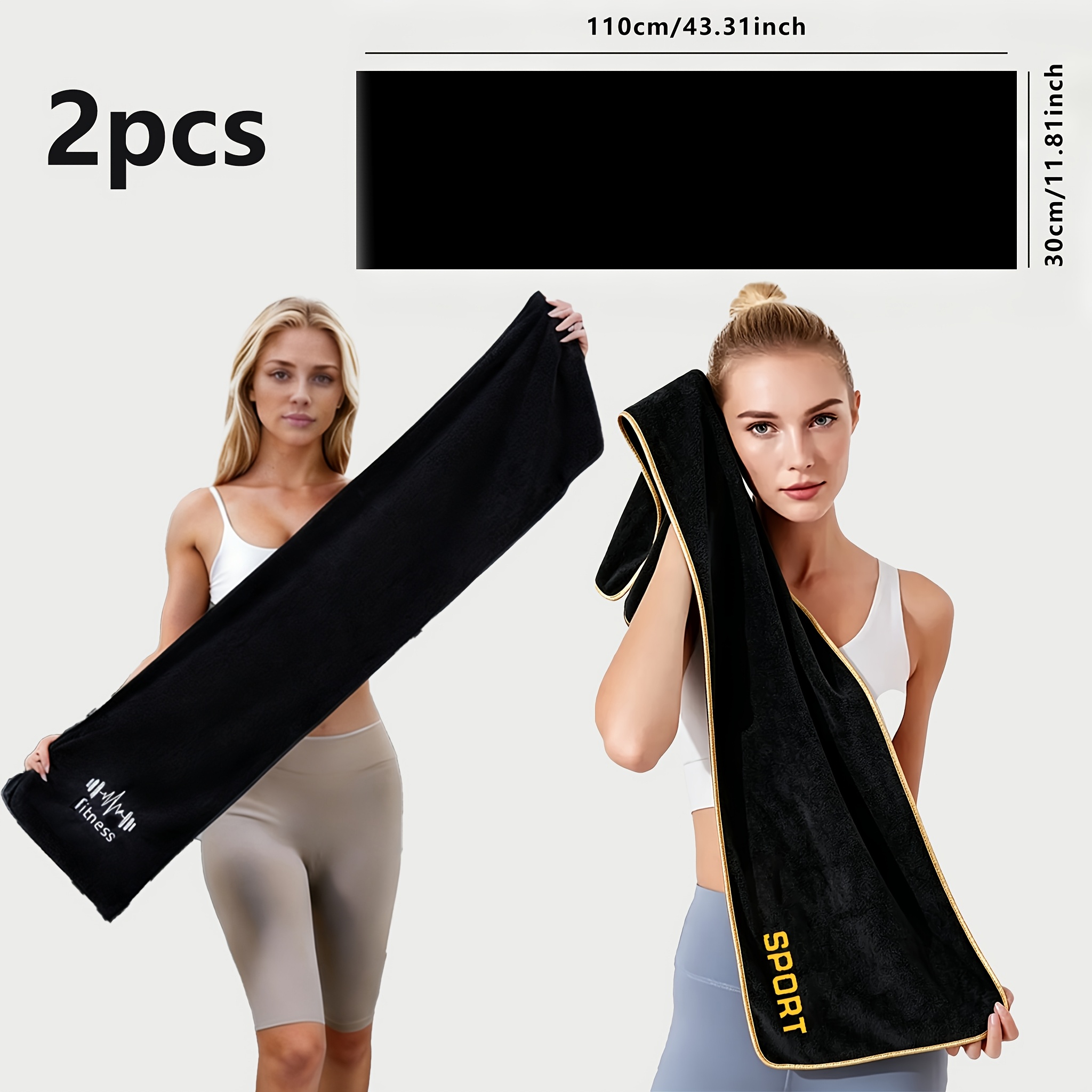 TEMU 2pcs Lightweight Quick-dry Fitness Towels, Sweat-absorbing And Durable Training Towels, Fashionable And Towels, Sports Sweat Towels, Fitness
