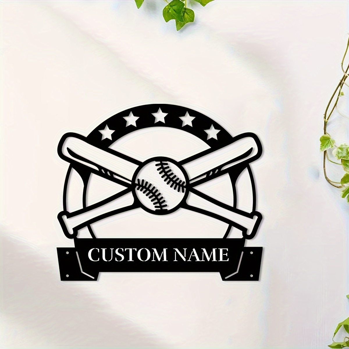 

1pc Custom Baseball Wall Art, Personalised Baseball Logo, Farmhouse Wall Baseball Decor, Metal Art, For Residence Living Room Office Decor, Custom Name Decor For Porch, Patio, Gifts
