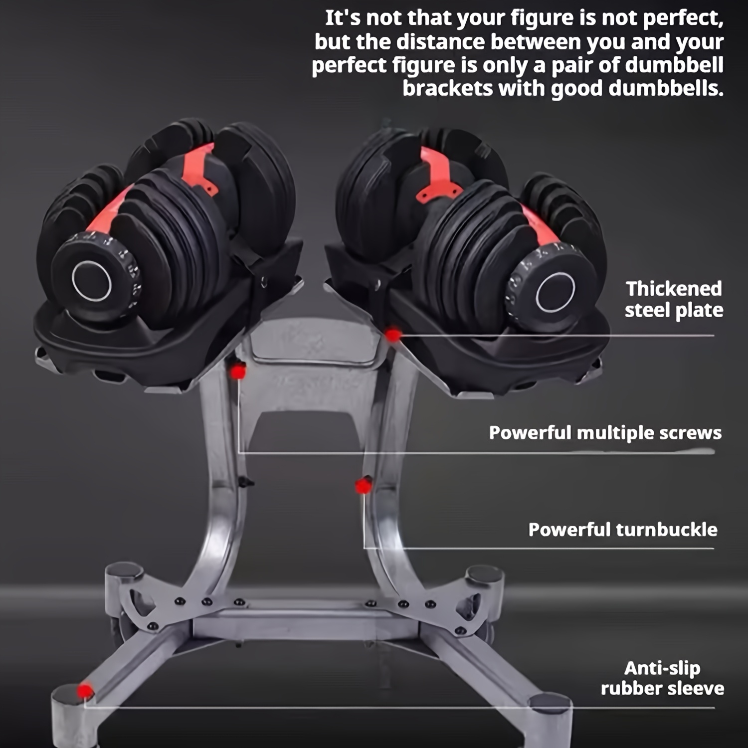 Image of Adjustable Dumbbell Stand With Sturdy Design & 4-wheel Mobility - Heavy-duty Home Gym Equipment For Squats, Deadlifts, Bench Press