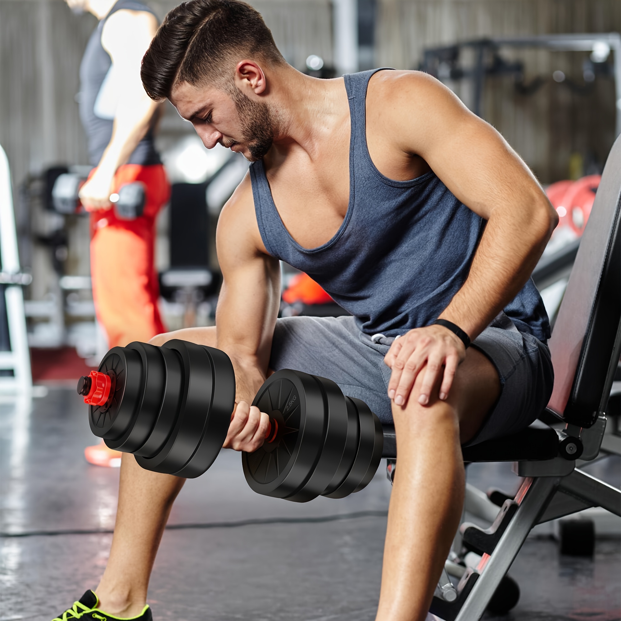 Adjustable Dumbbell Set, 44/70/ LBS Free Weight Set, 4in Weights  W/Connector Used As Barbell, Dumbbells, Kettlebells, Push Up Stand, Fitness  Workout