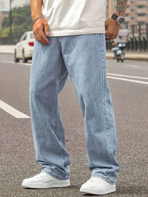 mens casual wide leg jeans