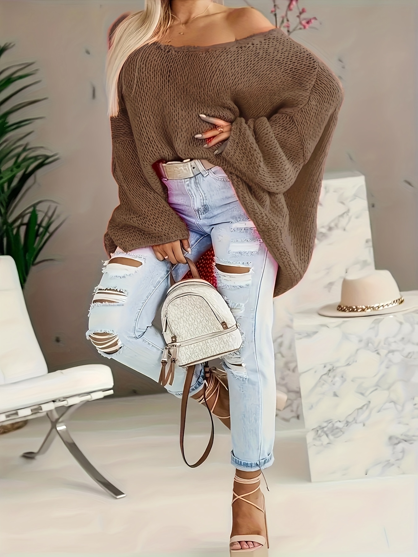 plus size damen v ausschnitt off shoulder pullover eleganter